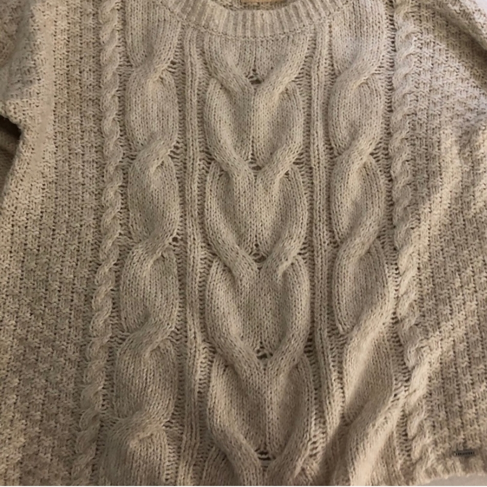 Men's Tan Cable Knit Sweater by Hollister